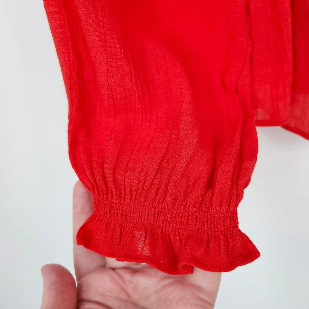 Nanette Lepore Bold Red Pintuck Blouse Top Womens Small Old Money Career Dressy - Picture 7 of 8
